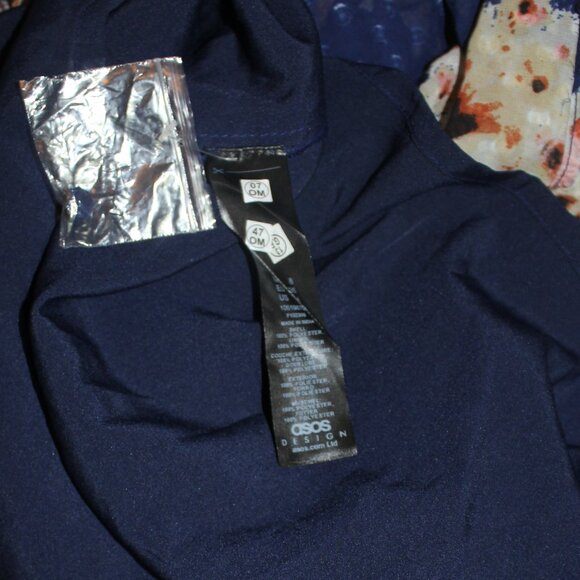 ASOS DESIGN Curve high neck pleated jacquard mini dress with godet detail Sz 4 - Picture 6 of 9